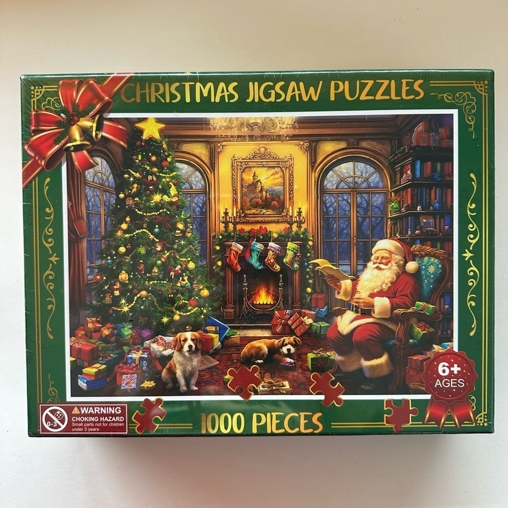 Christmas Jigsaw Puzzle 1000 Pieces - Festive Green and Red